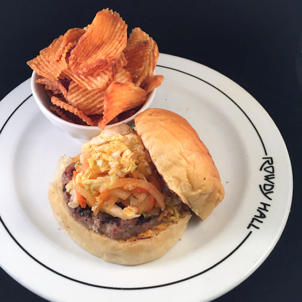 The variation at Rowdy Hall in East Hampton with Asian slaw and chips