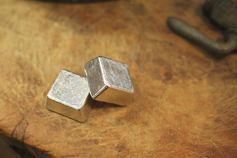 East Greenwich, RI - March 9, 2016: In the studio of East Coast Tinning, where owner, Jim Hamann restores antique copper pots and creates new ones. CREDIT: Clay Williams for Edible Manhattan. © Clay Williams / claywilliamsphoto.com