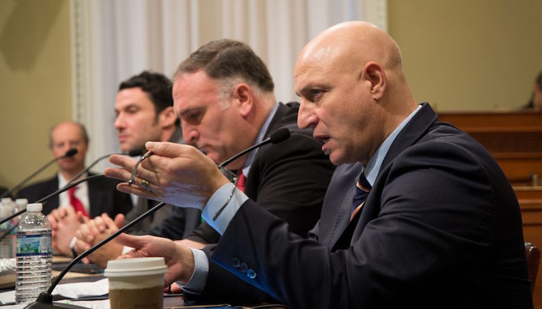 Tom Colicchio testifies before a Congressional committee. Photo credit: Mark Noble