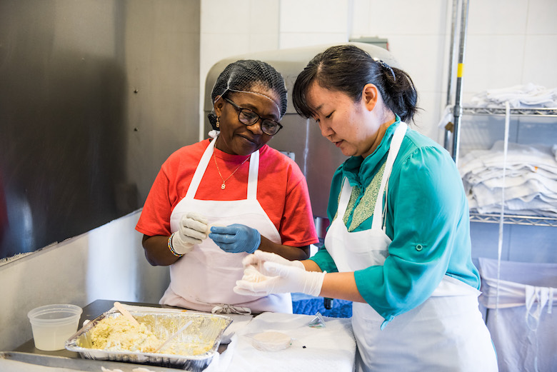 Eat Offbeat - Lauren showing Rose how to perfect a momo.