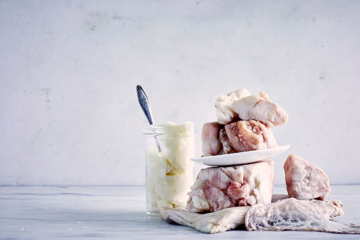 fat and raw meat with fat on it