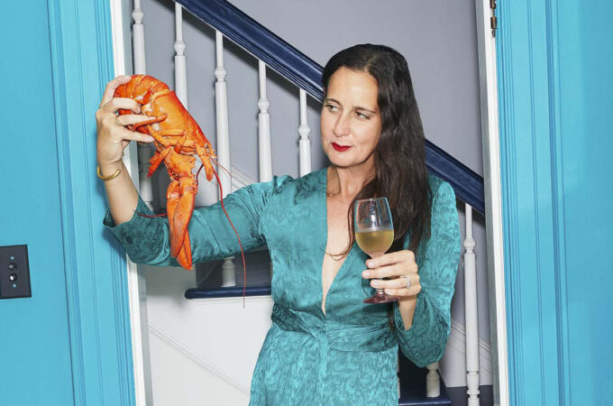 Colu Henry in blue with lobster