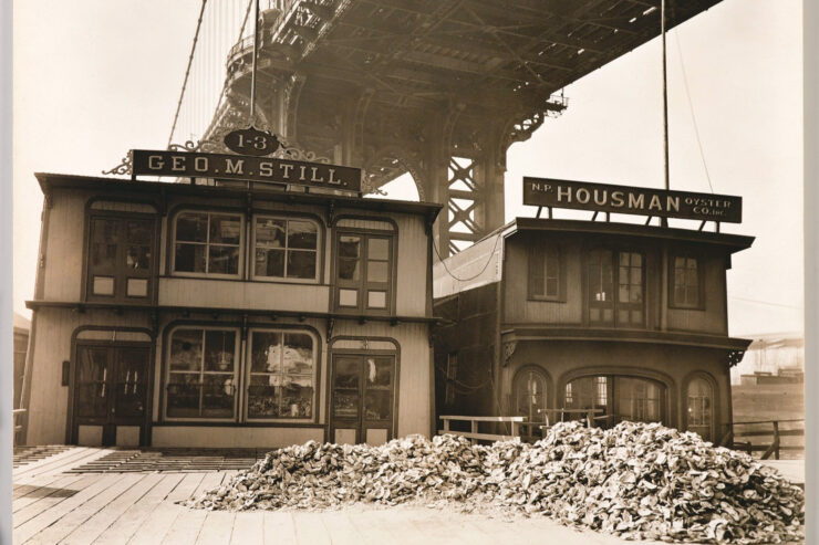 archive photo of oyster shells tossed under manhattan bridge