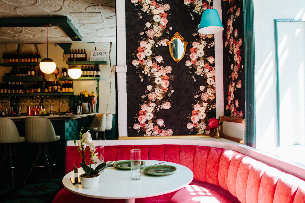 colorful booth at restaurant