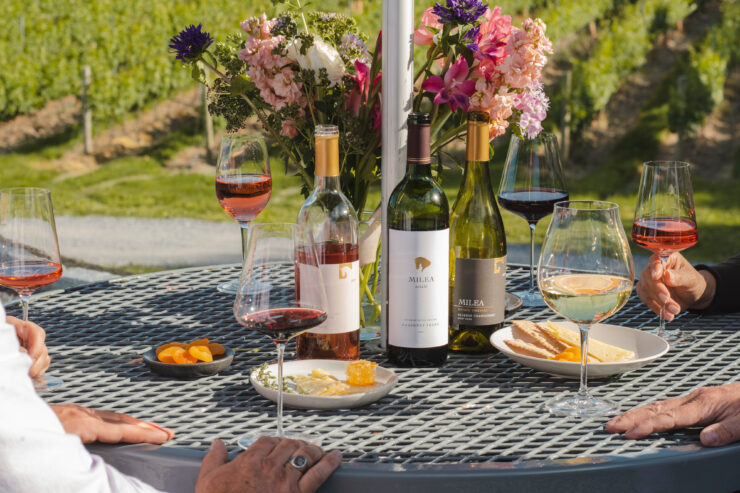 a summer table of milea estate vineyard wine