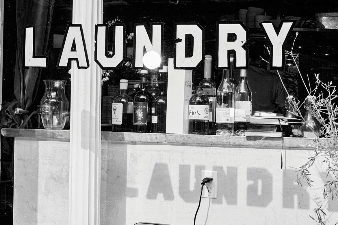 fulgrances laundry storefront window in brooklyn