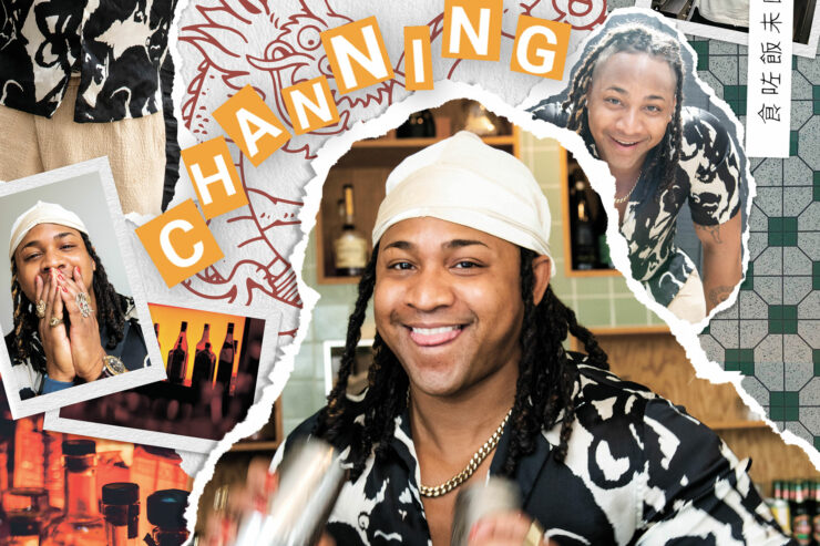 photo collage illustration of channing centeno of bonnie's