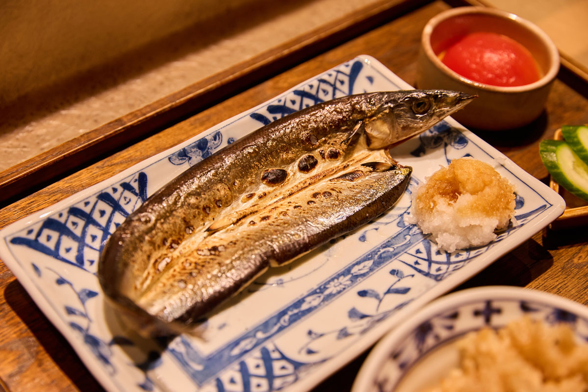 japanese seafood on a decorative plate