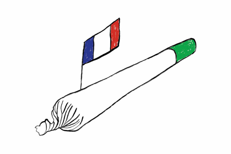 illustration of marijuana cigarette with french flag